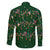 Ornaments on Green Snowy Background Family Matching Off The Shoulder Long Sleeve Dress and Hawaiian Shirt with Electric Guitars Santa Candy Canes - Wonder Print Shop