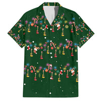 Ornaments on Green Snowy Background Family Matching Off Shoulder Maxi Dress and Hawaiian Shirt with Electric Guitars Santa Candy Canes - Wonder Print Shop