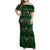 Ornaments on Green Snowy Background Family Matching Off Shoulder Maxi Dress and Hawaiian Shirt with Electric Guitars Santa Candy Canes - Wonder Print Shop