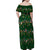 Ornaments on Green Snowy Background Family Matching Off Shoulder Maxi Dress and Hawaiian Shirt with Electric Guitars Santa Candy Canes - Wonder Print Shop