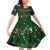 Ornaments on Green Snowy Background Family Matching Off Shoulder Short Dress and Hawaiian Shirt with Electric Guitars Santa Candy Canes - Wonder Print Shop