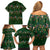 Ornaments on Green Snowy Background Family Matching Off Shoulder Short Dress and Hawaiian Shirt with Electric Guitars Santa Candy Canes - Wonder Print Shop