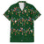 Ornaments on Green Snowy Background Family Matching Off Shoulder Short Dress and Hawaiian Shirt with Electric Guitars Santa Candy Canes - Wonder Print Shop