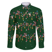 Ornaments on Green Snowy Background Family Matching Puletasi and Hawaiian Shirt with Electric Guitars Santa Candy Canes - Wonder Print Shop