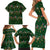 Ornaments on Green Snowy Background Family Matching Short Sleeve Bodycon Dress and Hawaiian Shirt with Electric Guitars Santa Candy Canes - Wonder Print Shop