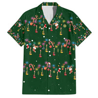Ornaments on Green Snowy Background Family Matching Short Sleeve Bodycon Dress and Hawaiian Shirt with Electric Guitars Santa Candy Canes - Wonder Print Shop