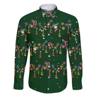 Ornaments on Green Snowy Background Family Matching Short Sleeve Bodycon Dress and Hawaiian Shirt with Electric Guitars Santa Candy Canes - Wonder Print Shop