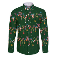 Ornaments on Green Snowy Background Family Matching Tank Maxi Dress and Hawaiian Shirt with Electric Guitars Santa Candy Canes - Wonder Print Shop