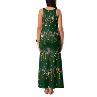 Ornaments on Green Snowy Background Family Matching Tank Maxi Dress and Hawaiian Shirt with Electric Guitars Santa Candy Canes - Wonder Print Shop