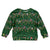 Ornaments on Green Snowy Background Kid Ugly Christmas Sweater with Electric Guitars Santa Candy Canes - Wonder Print Shop