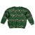 Ornaments on Green Snowy Background Kid Ugly Christmas Sweater with Electric Guitars Santa Candy Canes - Wonder Print Shop
