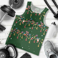 Ornaments on Green Snowy Background Men Tank Top with Electric Guitars Santa Candy Canes - Wonder Print Shop