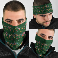 Ornaments on Green Snowy Background Neck Gaiter with Electric Guitars Santa Candy Canes - Wonder Print Shop