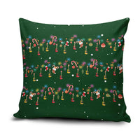 Ornaments on Green Snowy Background Pillow Cover with Electric Guitars Santa Candy Canes - Wonder Print Shop