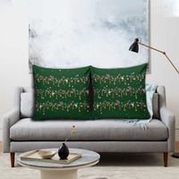 Ornaments on Green Snowy Background Pillow Cover with Electric Guitars Santa Candy Canes - Wonder Print Shop