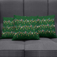 Ornaments on Green Snowy Background Pillow Cover with Electric Guitars Santa Candy Canes - Wonder Print Shop