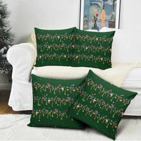 Ornaments on Green Snowy Background Pillow Cover with Electric Guitars Santa Candy Canes - Wonder Print Shop