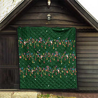 Ornaments on Green Snowy Background Quilt with Electric Guitars Santa Candy Canes - Wonder Print Shop