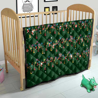 Ornaments on Green Snowy Background Quilt with Electric Guitars Santa Candy Canes - Wonder Print Shop