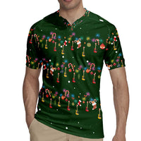 Ornaments on Green Snowy Background Rugby Jersey with Electric Guitars Santa Candy Canes - Wonder Print Shop