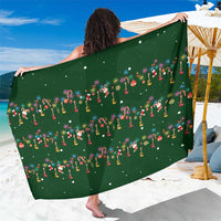 Ornaments on Green Snowy Background Sarong with Electric Guitars Santa Candy Canes - Wonder Print Shop