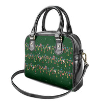 Ornaments on Green Snowy Background Shoulder Handbag with Electric Guitars Santa Candy Canes - Wonder Print Shop