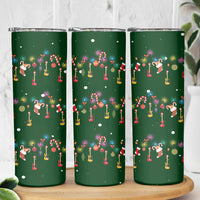 Ornaments on Green Snowy Background Skinny Tumbler with Electric Guitars Santa Candy Canes - Wonder Print Shop