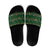 Ornaments on Green Snowy Background Slide Sandals with Electric Guitars Santa Candy Canes - Wonder Print Shop