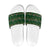 Ornaments on Green Snowy Background Slide Sandals with Electric Guitars Santa Candy Canes - Wonder Print Shop