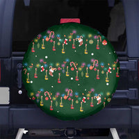 Ornaments on Green Snowy Background Spare Tire Cover with Electric Guitars Santa Candy Canes - Wonder Print Shop