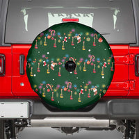 Ornaments on Green Snowy Background Spare Tire Cover with Electric Guitars Santa Candy Canes - Wonder Print Shop