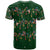 Ornaments on Green Snowy Background T Shirt with Electric Guitars Santa Candy Canes - Wonder Print Shop
