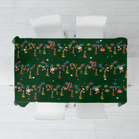 Ornaments on Green Snowy Background Tablecloth with Electric Guitars Santa Candy Canes - Wonder Print Shop