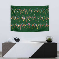 Ornaments on Green Snowy Background Tapestry with Electric Guitars Santa Candy Canes - Wonder Print Shop