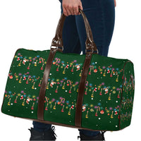 Ornaments on Green Snowy Background Travel Bag with Electric Guitars Santa Candy Canes - Wonder Print Shop