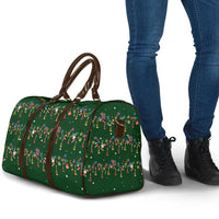 Ornaments on Green Snowy Background Travel Bag with Electric Guitars Santa Candy Canes - Wonder Print Shop