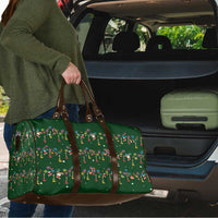 Ornaments on Green Snowy Background Travel Bag with Electric Guitars Santa Candy Canes - Wonder Print Shop