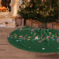 Ornaments on Green Snowy Background Tree Skirt with Electric Guitars Santa Candy Canes - Wonder Print Shop