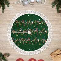 Ornaments on Green Snowy Background Tree Skirt with Electric Guitars Santa Candy Canes - Wonder Print Shop