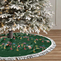 Ornaments on Green Snowy Background Tree Skirt with Electric Guitars Santa Candy Canes - Wonder Print Shop