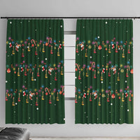 Ornaments on Green Snowy Background Window Curtain with Electric Guitars Santa Candy Canes - Wonder Print Shop