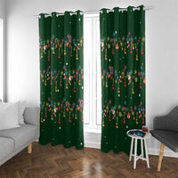 Ornaments on Green Snowy Background Window Curtain with Electric Guitars Santa Candy Canes - Wonder Print Shop