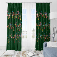 Ornaments on Green Snowy Background Window Curtain with Electric Guitars Santa Candy Canes - Wonder Print Shop