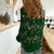Ornaments on Green Snowy Background Women Casual Shirt with Electric Guitars Santa Candy Canes - Wonder Print Shop