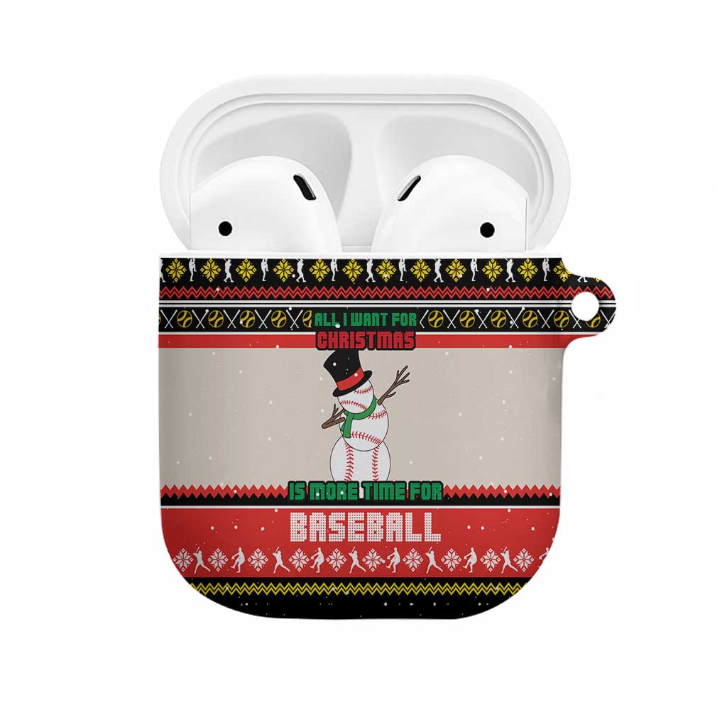 Is More Time for Baseball Design AirPods Case with Baseball Snowman All I Want for Christmas - Wonder Print Shop