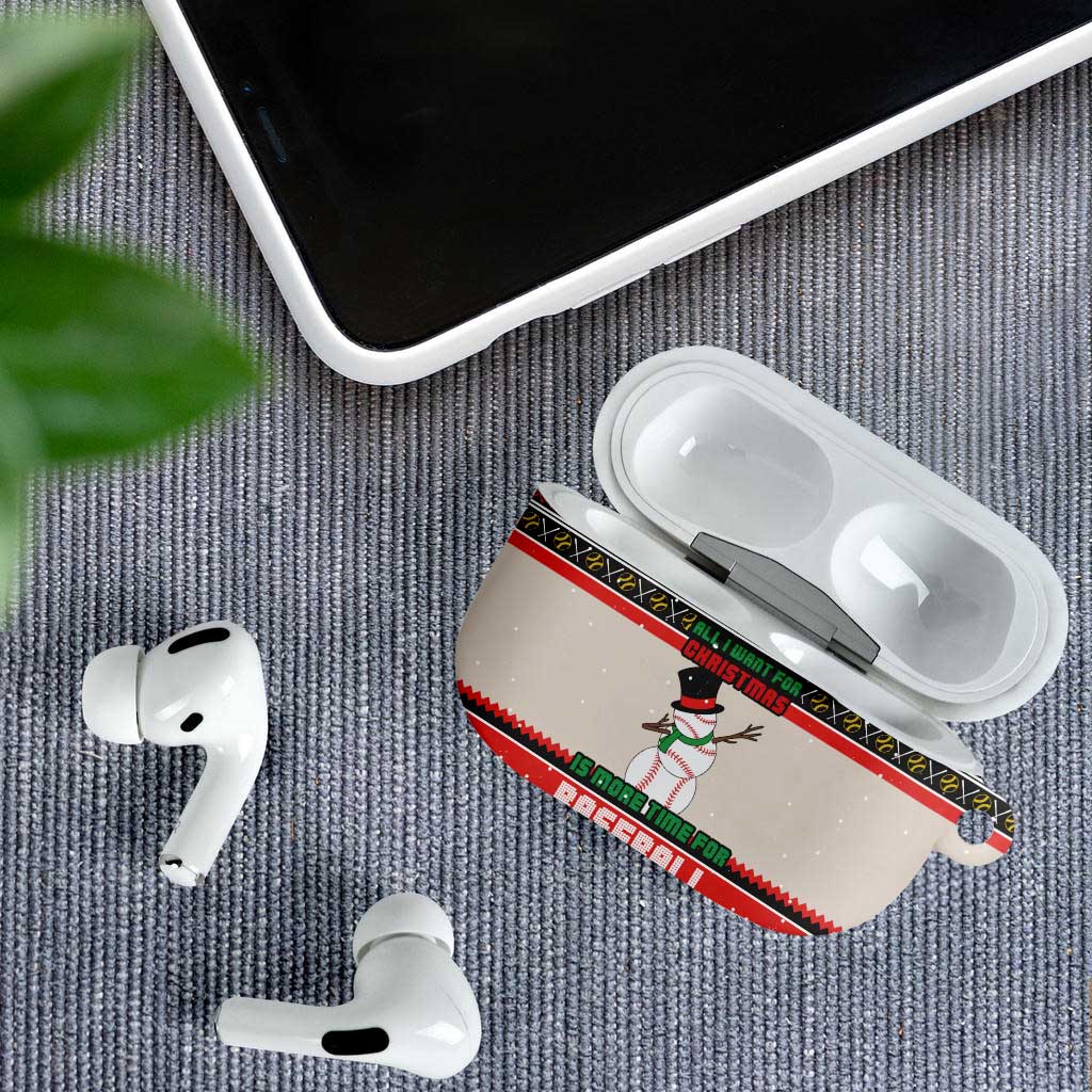 Is More Time for Baseball Design AirPods Case with Baseball Snowman All I Want for Christmas - Wonder Print Shop