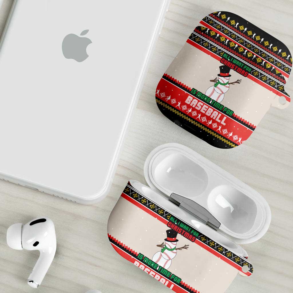 Is More Time for Baseball Design AirPods Case with Baseball Snowman All I Want for Christmas - Wonder Print Shop