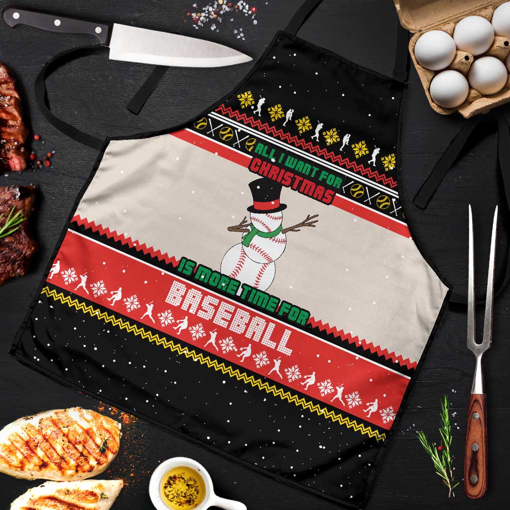 Is More Time for Baseball Design Apron with Baseball Snowman All I Want for Christmas - Wonder Print Shop