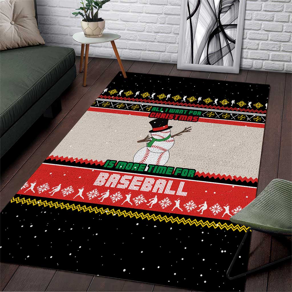Is More Time for Baseball Design Area Rug with Baseball Snowman All I Want for Christmas - Wonder Print Shop
