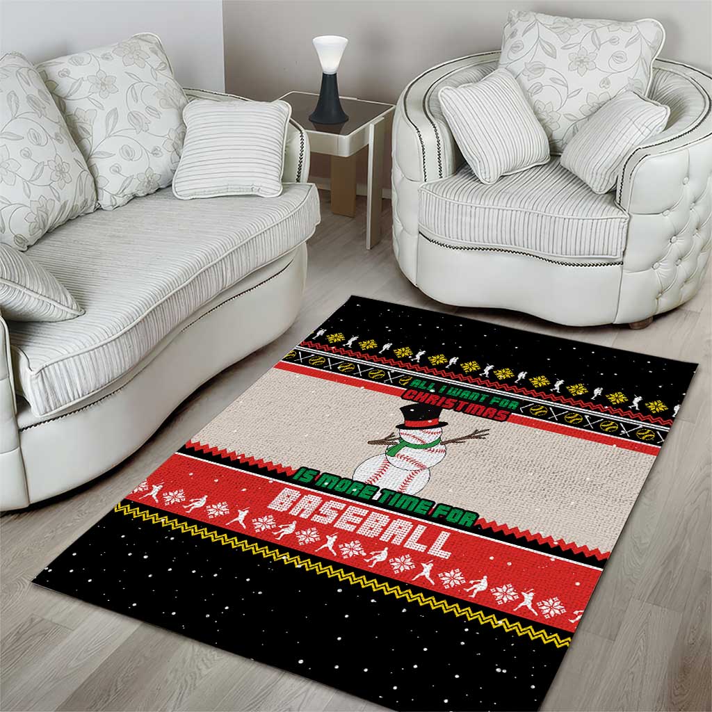 Is More Time for Baseball Design Area Rug with Baseball Snowman All I Want for Christmas - Wonder Print Shop